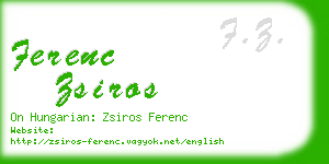 ferenc zsiros business card